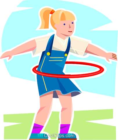 407x480 Girl Playing With A Hula Hoop Royalty Free Vector Clip Art
