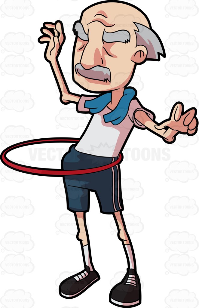 662x1024 A Grandpa Playing With A Hula Hoop Cartoon Clipart Vector Toons