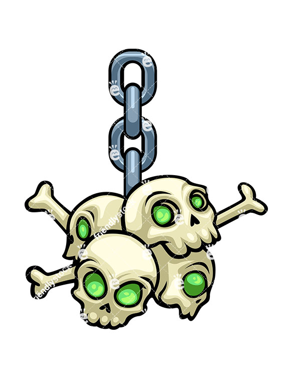 585x755 Human Skulls And Bones Hanging From Chain