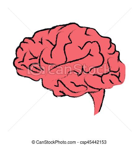 450x470 Human Brain Icon Over White Background. Vector Illustration