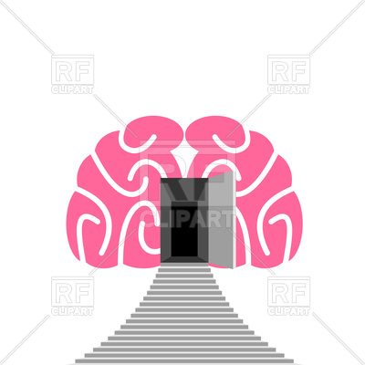 400x400 Open Door And Step Of Human Brain Royalty Free Vector Clip Art