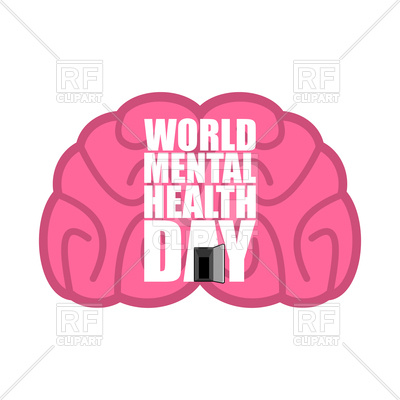 400x400 World Mental Health Day Emblem. Symbol Of Human Brain. Royalty