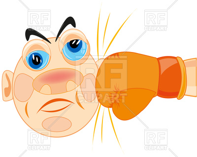 400x320 Human Head With Boxing Glove, Blow Royalty Free Vector Clip Art