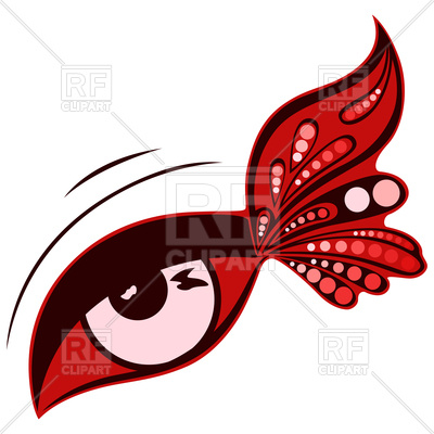 400x400 Human Eye With Red Butterfly Wing Royalty Free Vector Clip Art
