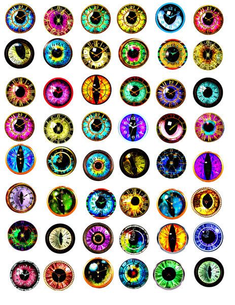 463x600 Clock Animal Eyes Clip Art 1 Inch And 20mm Circles Digital Image