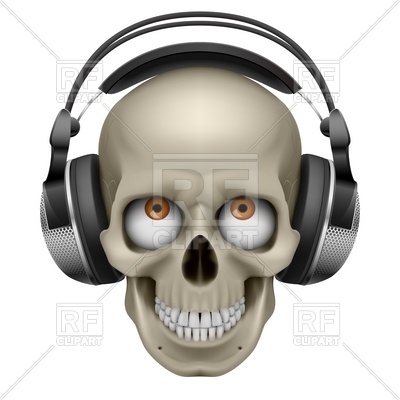 400x400 Human Skull With Eye And Music Headphones Royalty Free Vector Clip