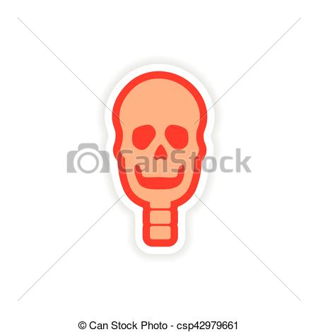 450x470 Paper Sticker On White Background Human Skull Clip Art Vector