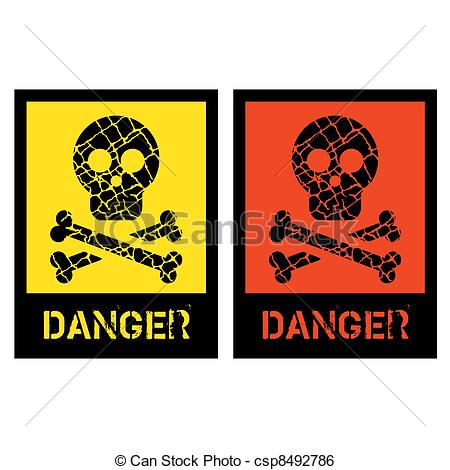 450x470 Signs Of Human Skull With Bones On Yellow And Red Clip Art Vector