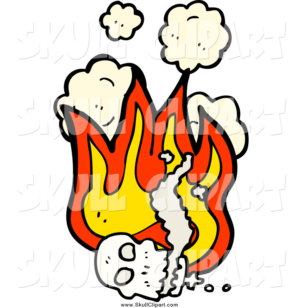 1024x1044 Vector Clip Art Of A Human Skull With Flames And Smoke By