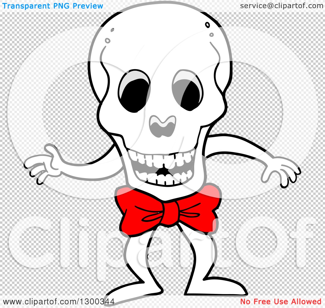 1080x1024 Clipart Of A Happy Human Skull Character Wearing A Red Bowtie
