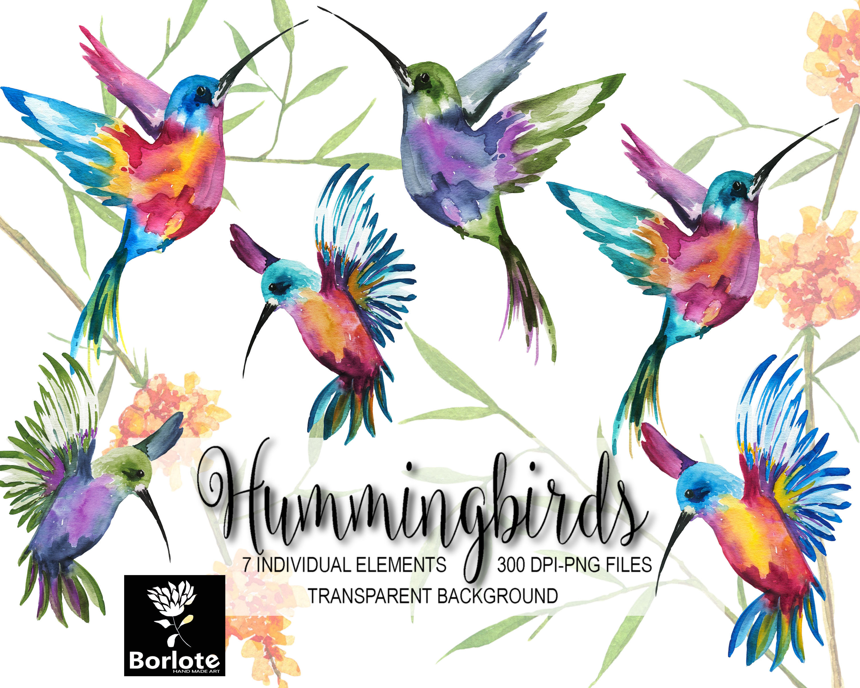 3000x2400 Hummingbirds, Colorful Birds, Watercolor Hummingbirds, Blue