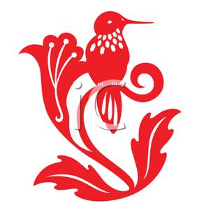 285x300 Clipart Picture A Red Silhouette Of A Hummingbird On A Flower Branch