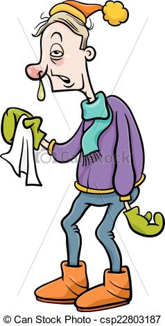 238x470 Man With Flu Cartoon Illustration. Cartoon Humorous Vector
