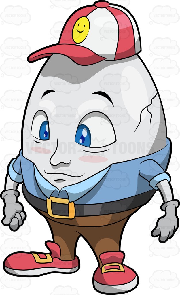 625x1024 Humpty Dumpty Wearing A Cap Cartoon Clipart Vector Toons