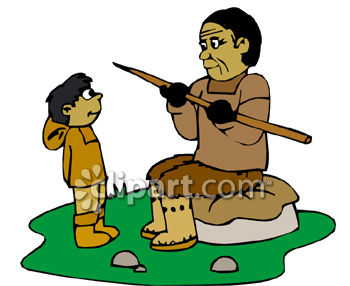 350x286 Eskimo Dad Teaching His Son To Hunt Clip Art