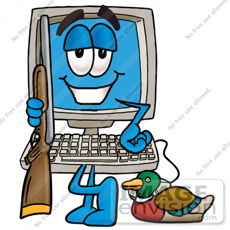 450x450 Clip Art Graphic Of A Desktop Computer Cartoon Character Duck