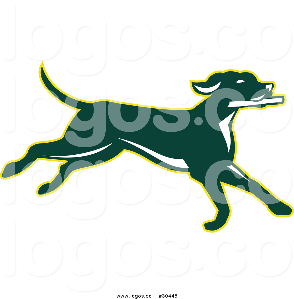 1024x1044 Vector Logo Of A Green Pointer Dog Running With Stick By