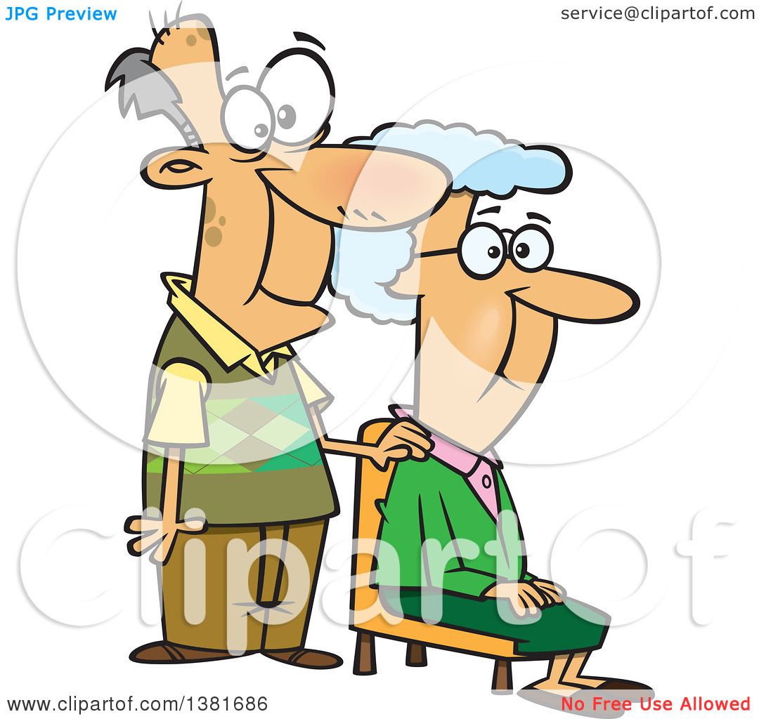 1080x1024 Clipart Of A Cartoon Happy White Senior Couple, The Wife Sitting