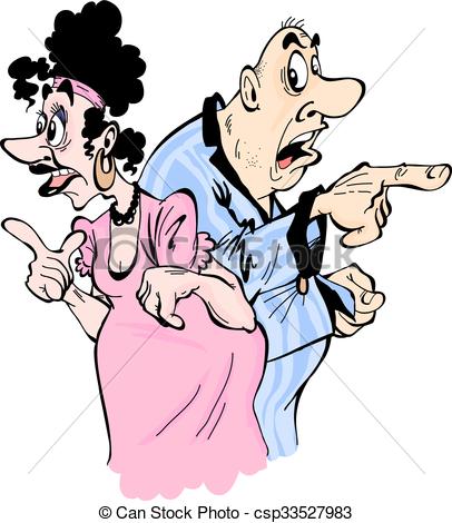 406x470 Husband And Wife Show Fingers In Different Directions Vector