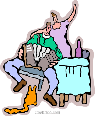 395x480 Husband And Wife Singing With Accordion Royalty Free Vector Clip