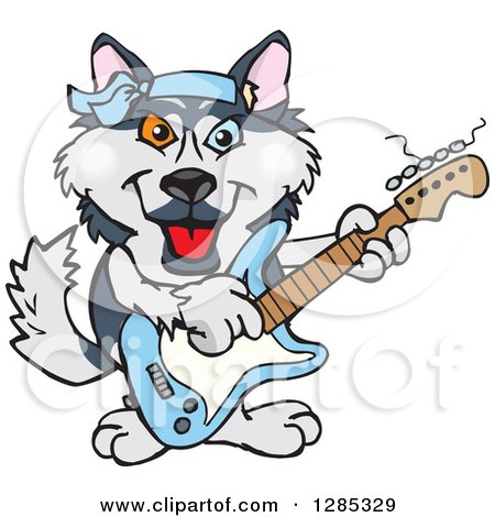 450x470 Clipart Of A Happy Husky Dog Standing And Waving