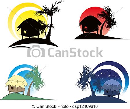 450x379 Tropical Hut Silhouette Clipart