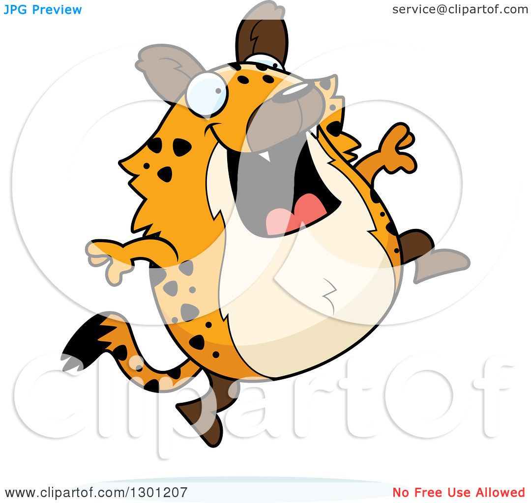 1080x1024 Clipart Of A Cartoon Happy Chubby Hyena Jumping