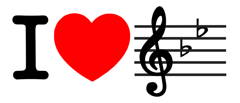800x343 Free Clip Art I Love Music (I Heart Bflat) By Sunking2