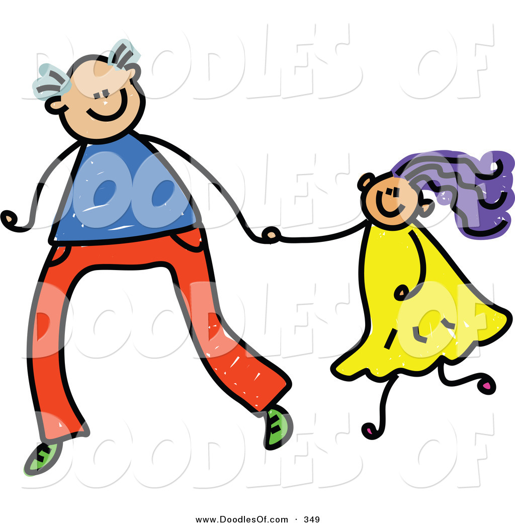 1024x1044 Vector Clipart Of A Childs Sketch Of A Tall Father Holding Hands