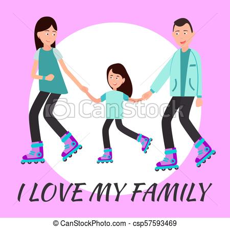 450x445 I Love My Family Poster Circle For Text Backdrop. I Love My Family