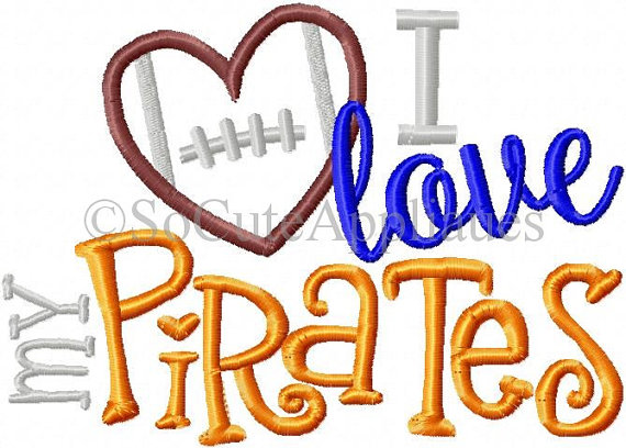 570x408 Pirates Football Embroidery Design 5x7, Love My Pirates