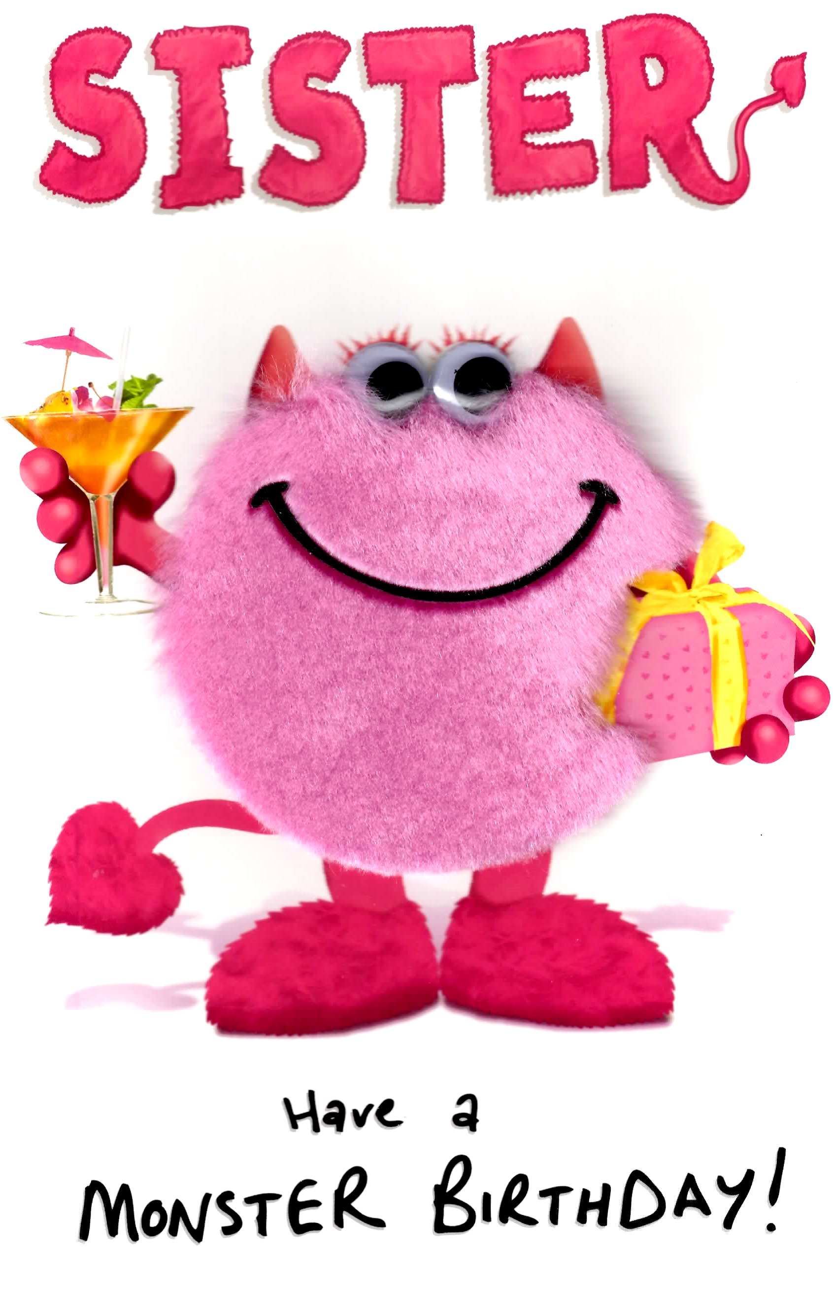 1691x2622 Sister Pink Monster Happy Birthday Greeting Card Cards Love Kates