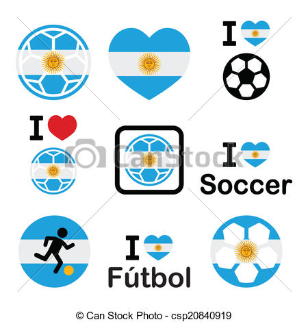 450x470 I Love Argentine Football Icons. Soccer Ball With Flag