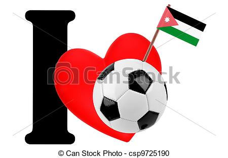 450x312 I Love Soccer Ball. Small Flag On A Red Heart And The Word I