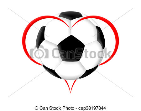 450x357 Soccer Love. Symbol Of The Heart And Soccer Ball On The Drawing