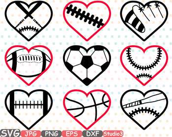350x279 Sports Heart Balls Clipart Baseball Soccer Basketball Football