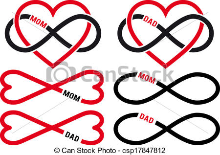450x317 Love Mom, Dad, Vector Set. Love Mom, Dad, Infinity Hearts