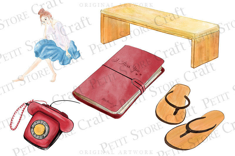 800x532 Miss U Watercolor Clip Art Watercolor Room Decoration Manga Girl