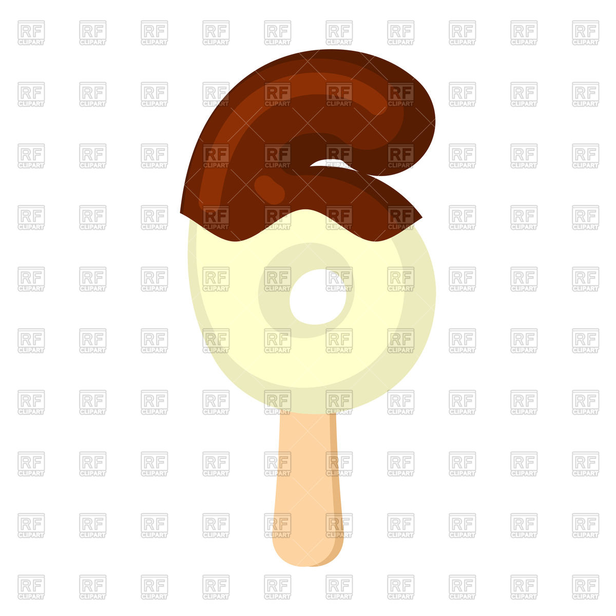 1200x1200 Number 6 Ice Cream Font Royalty Free Vector Clip Art Image