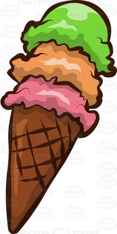 236x472 Scoops Of Ice Cream In A Sugar Cone Sugar Cones, Cartoon And Art