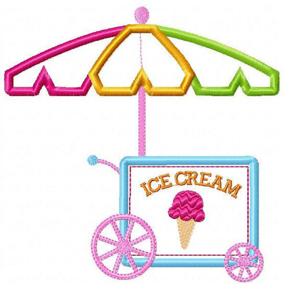 570x556 Ice Cream Cart Machine Embroidery Design