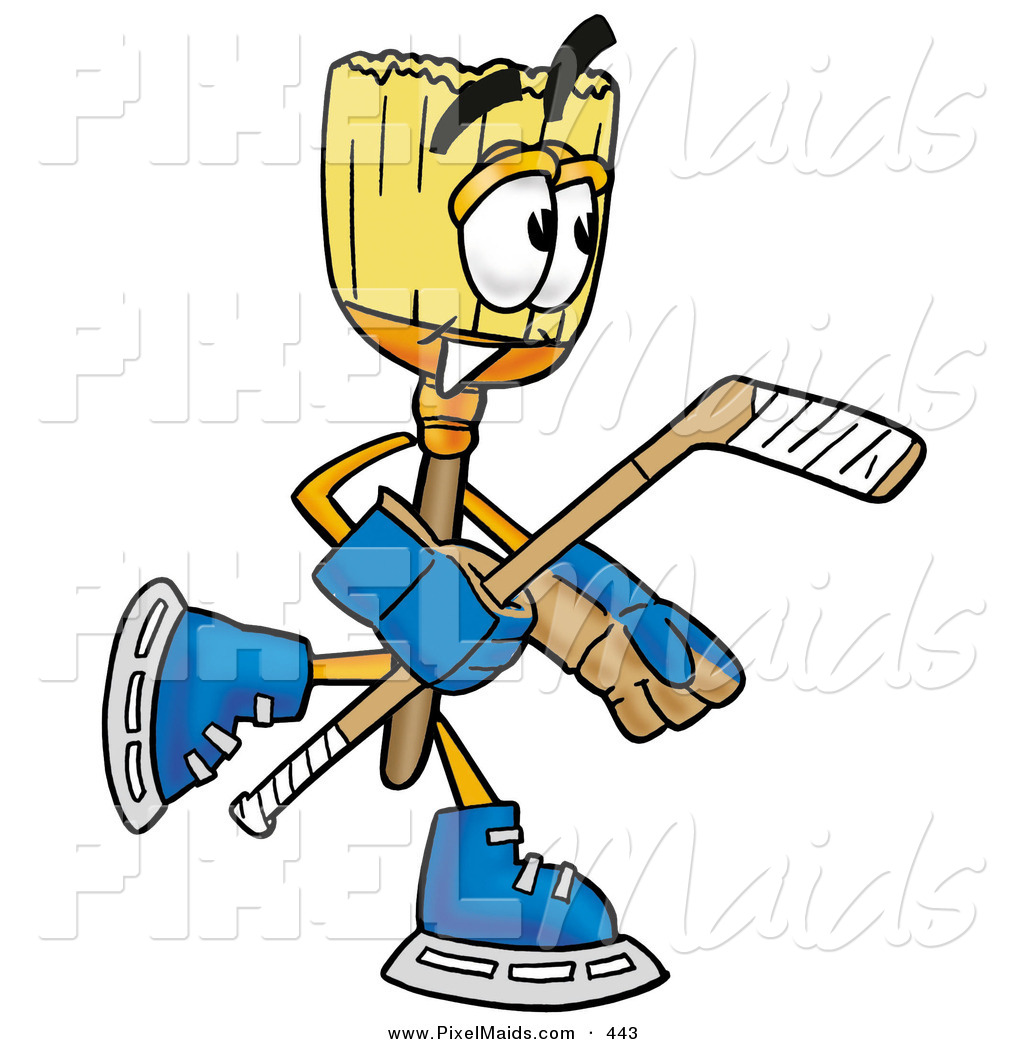 1024x1044 Clipart Of A Sporty Broom Mascot Cartoon Character Playing Ice