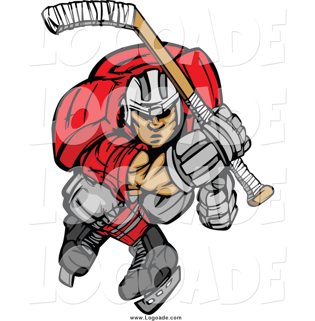 1024x1044 Clipart Of An Aggressive Ice Hockey Player Skating Logo By