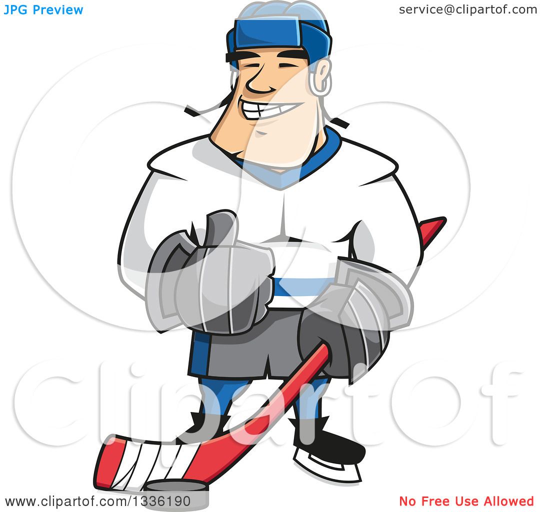 1080x1024 Clipart Of A Cartoon White Male Ice Hockey Player Giving A Thumb