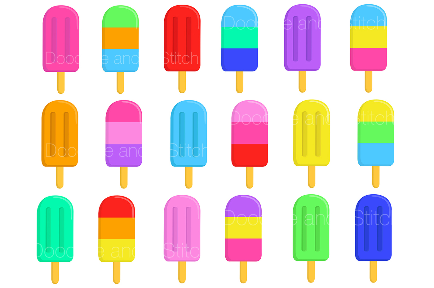 1400x932 Ice Lolly Clipart Set By Doodle Art