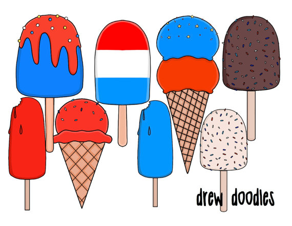 570x440 Patriotic Ice Cream Digital Clip Art Set Instant Download