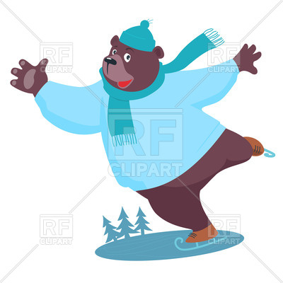 400x400 Cartoon Bear Ice Skating Royalty Free Vector Clip Art Image