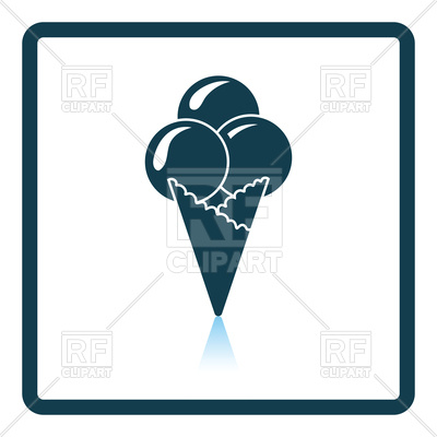 400x400 Shadow Reflection Of Ice Cream Cone Icon Royalty Free Vector Clip