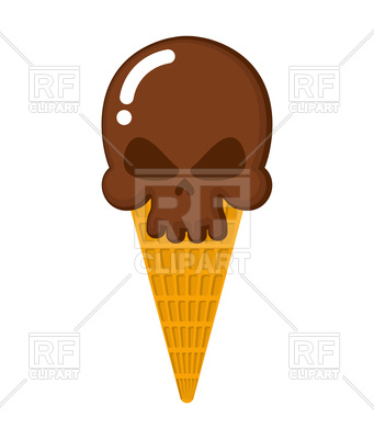 341x400 Skull Cone Ice Cream Royalty Free Vector Clip Art Image