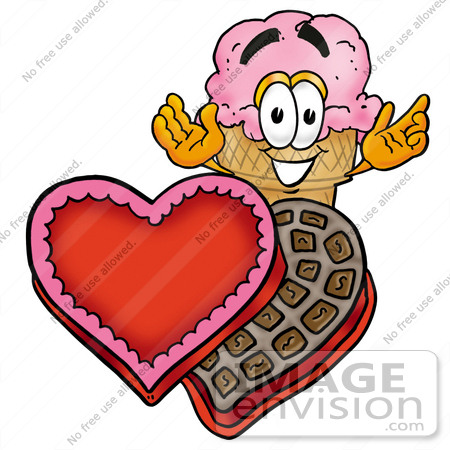 450x450 Clip Art Graphic Of A Strawberry Ice Cream Cone Cartoon Character